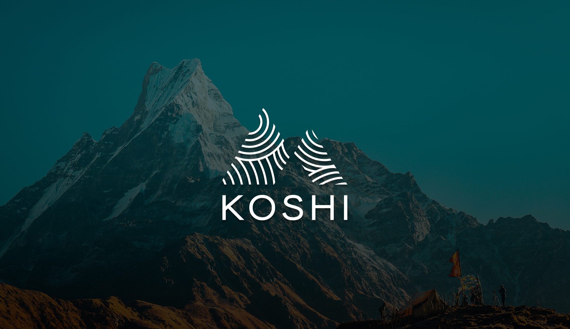 Himalayan mountains with KOSHI logo
