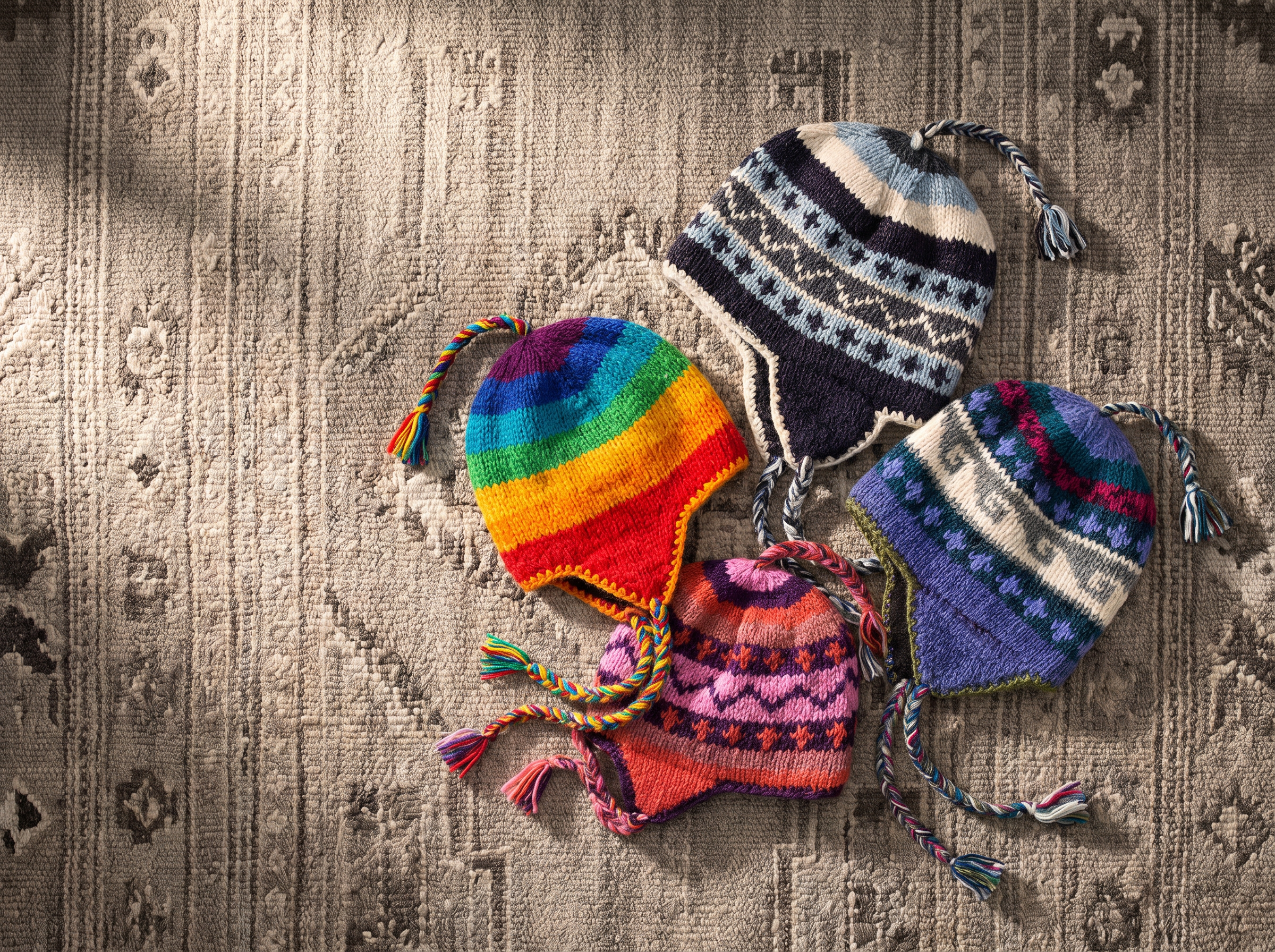 Eclectic pattern hats with rainbow and mixed designs